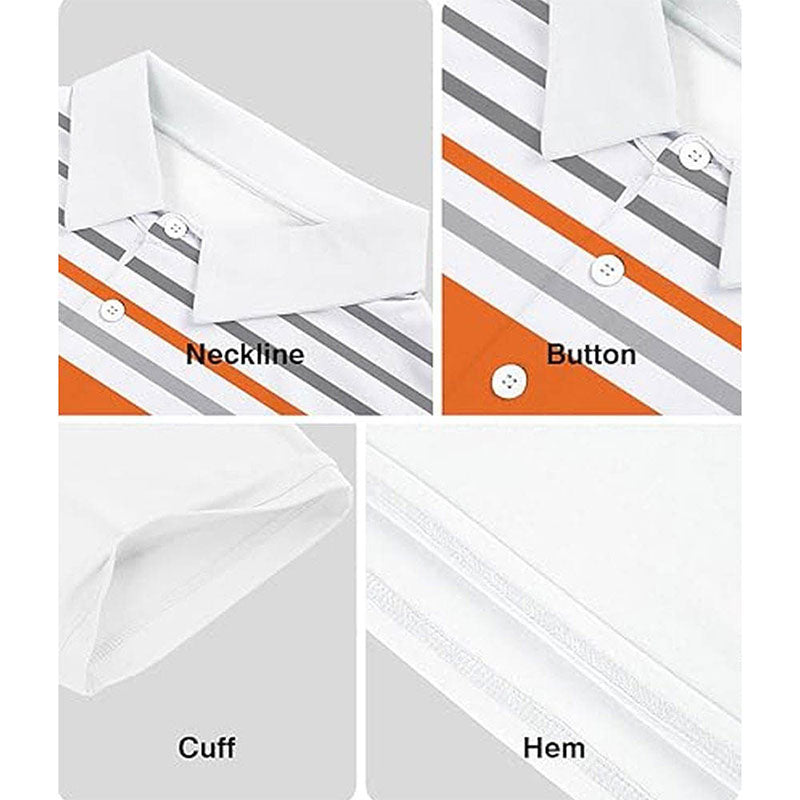 Men’s Golf Polo Shirt, 240gsm Quick-Dry Cotton/Spandex, Striped Print, OEM