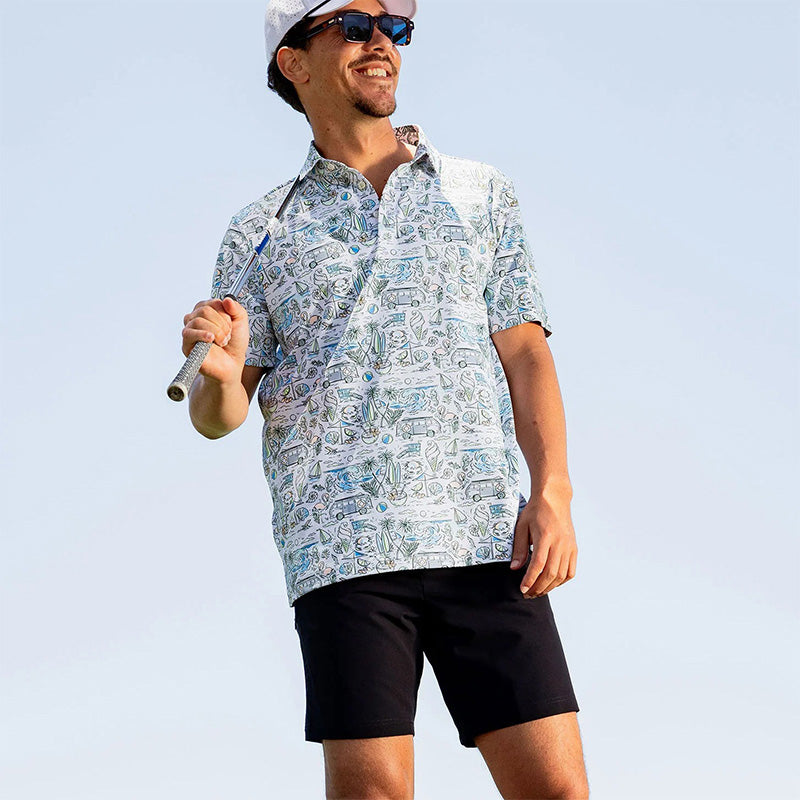 Quick-Dry Digital Print Golf Polo Shirt, 160gsm 88/12 Poly-Spandex (OEM)