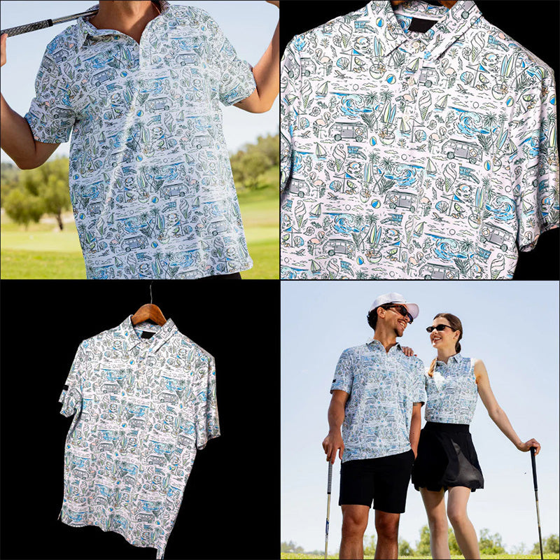 Quick-Dry Digital Print Golf Polo Shirt, 160gsm 88/12 Poly-Spandex (OEM)