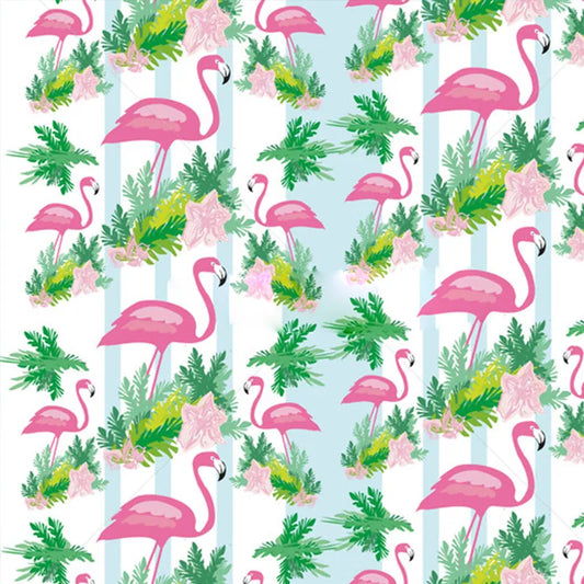 Flamingo Pattern 2 - Pink Flamingo and Green Tropical Foliage Pattern