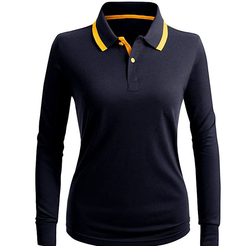 Ladies Black Golf Polo Shirt | 220gsm Poly/Cotton Knit, Long Sleeve, Quick-Dry, OEM