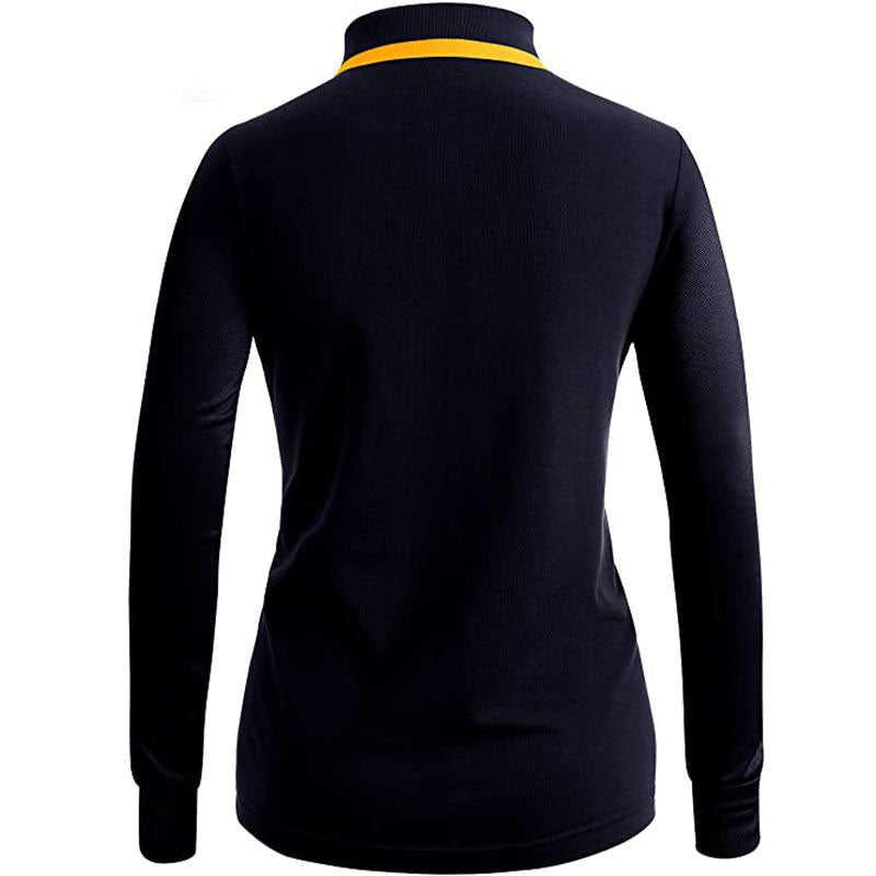Ladies Black Golf Polo Shirt | 220gsm Poly/Cotton Knit, Long Sleeve, Quick-Dry, OEM