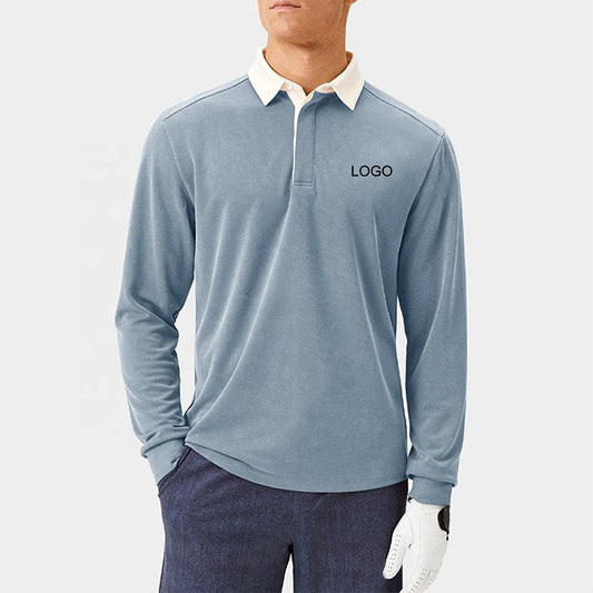 Quick-Dry Long Sleeve Golf Polo, 180gsm Jersey, Embroidered Logo (OEM)
