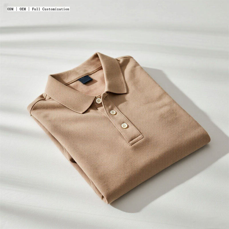 Long Sleeve Men’s Golf Polo, 160gsm Quick-Dry Piqué Cotton Knit, OEM