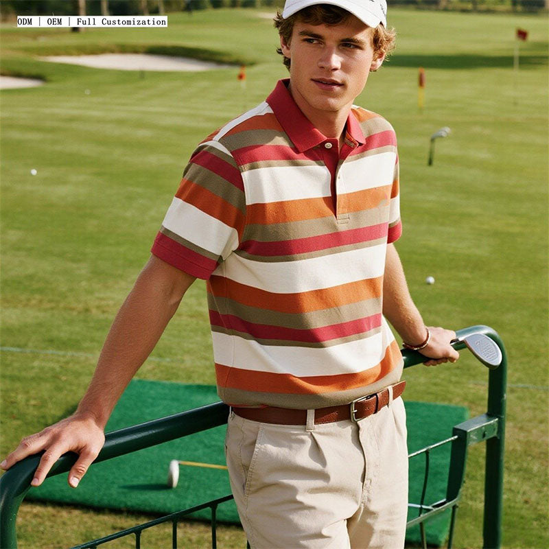 Long Sleeve Men’s Golf Polo, 160gsm Quick-Dry Piqué Cotton Knit, OEM