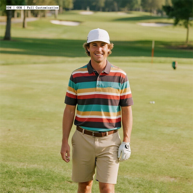 Long Sleeve Men’s Golf Polo, 160gsm Quick-Dry Piqué Cotton Knit, OEM