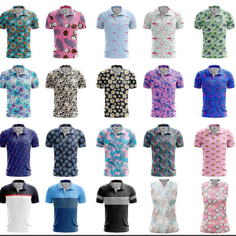 Masters-Style Printed Golf Polo Shirt, 180gsm Stretch Jersey, Breathable OEM