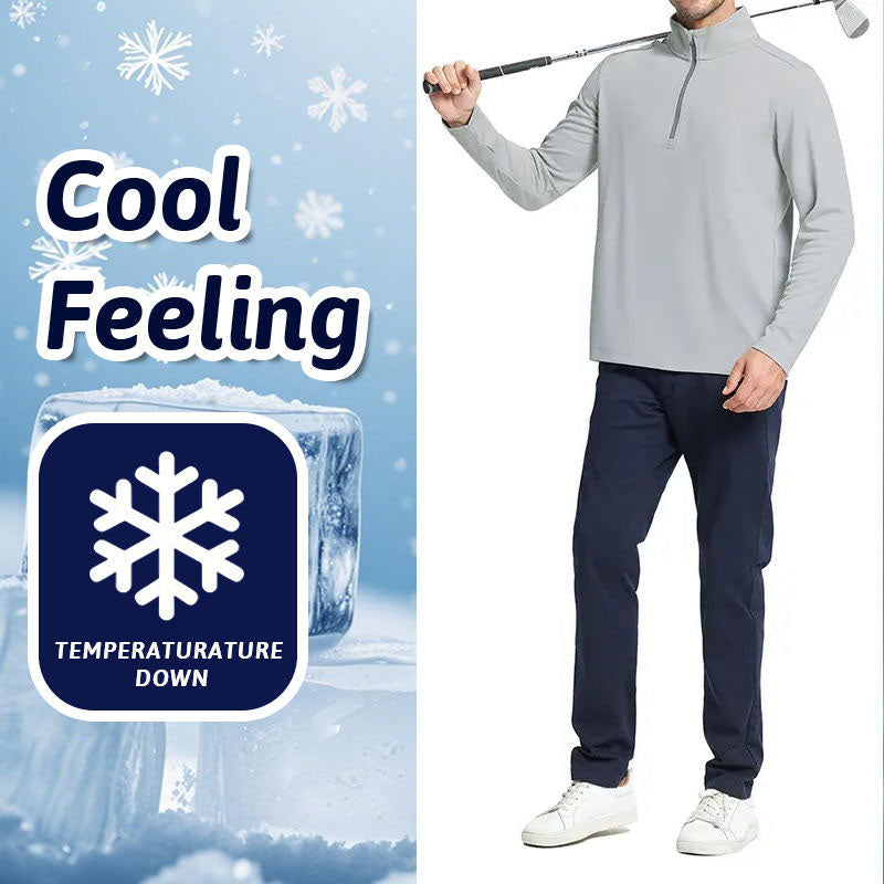 Men’s 1/4 Zip Golf Pullover Classic Solid Quick-Dry Regular Fit Top