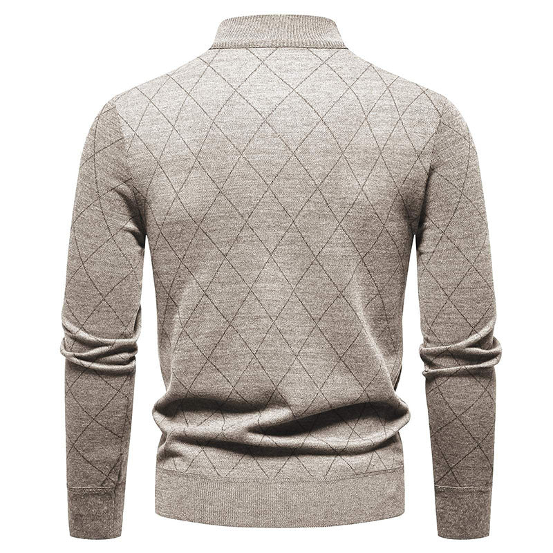Men’s 1/4 Zip Lightweight Pullover Soft Knit Diamond Pattern Sweater