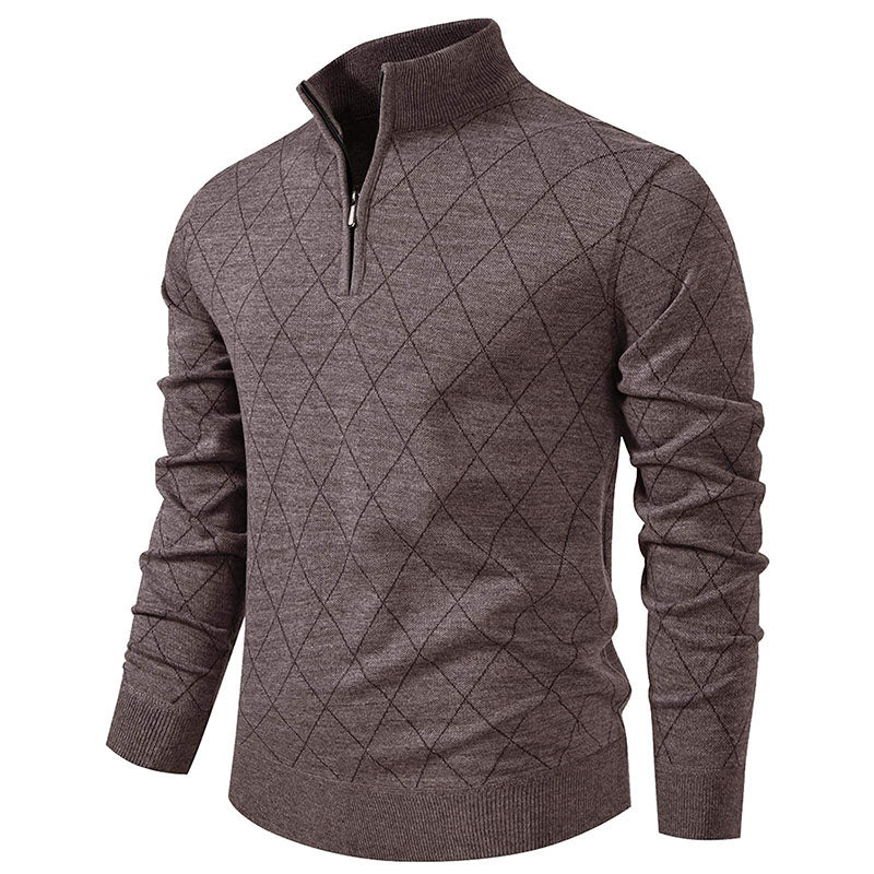 Men’s 1/4 Zip Lightweight Pullover Soft Knit Diamond Pattern Sweater