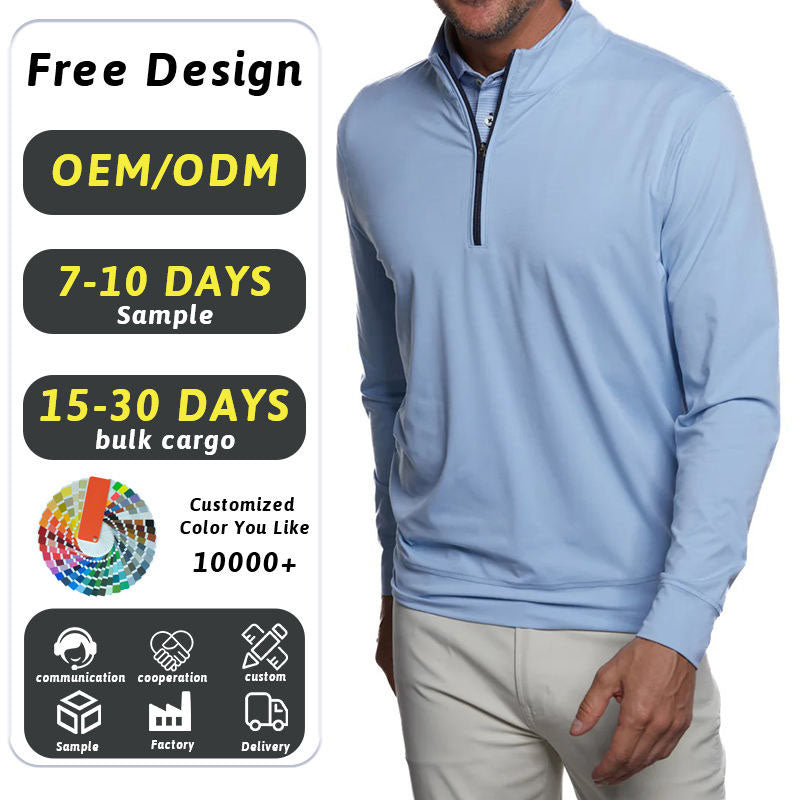 Men’s 1/4 Zip Pullover Quick-Dry Performance Top with Stand Collar