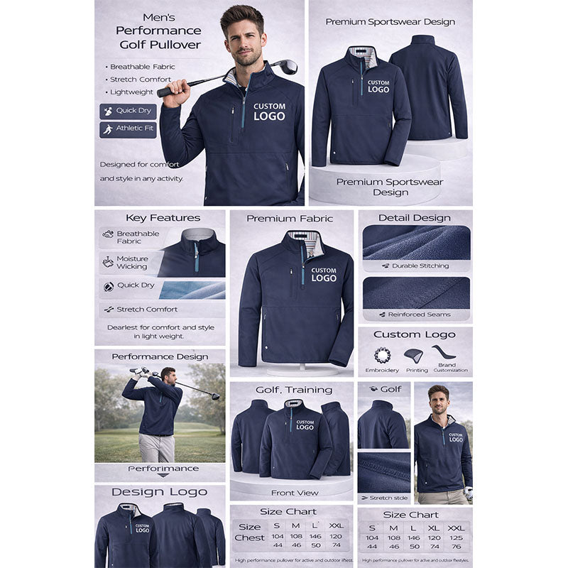 Men’s 1/4 Zip Pullover Sweater Cotton Blend Utility Pocket Slim Fit Top