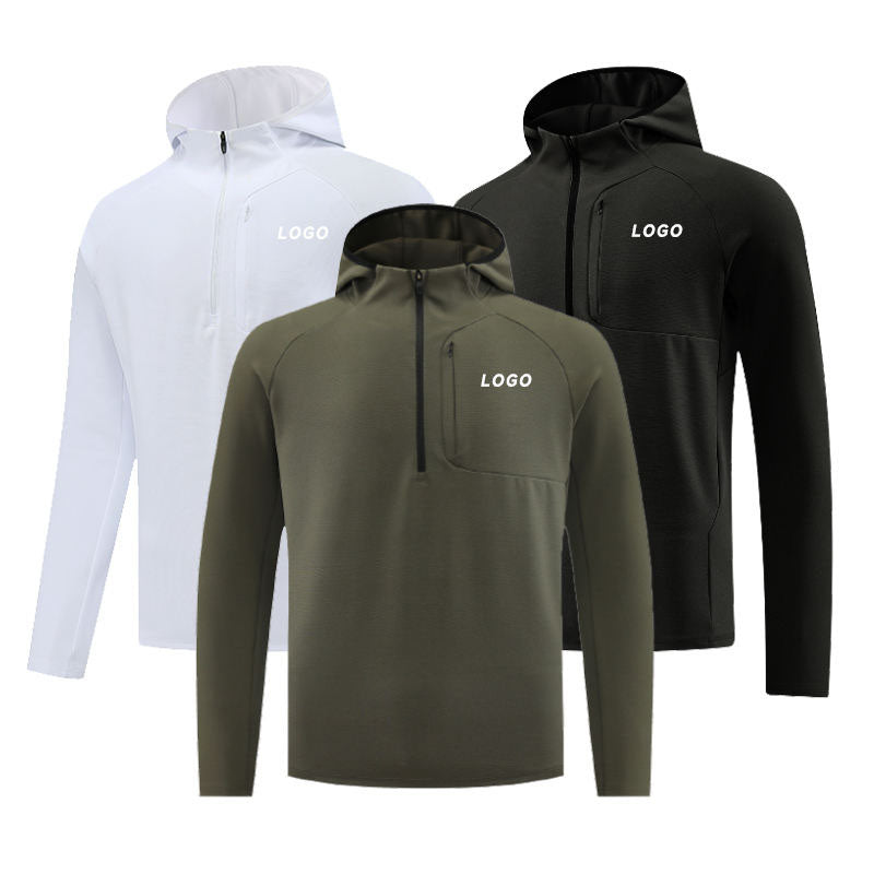 Men’s 1/4 Zip Windbreaker Pullover Hooded Woven Windproof Top