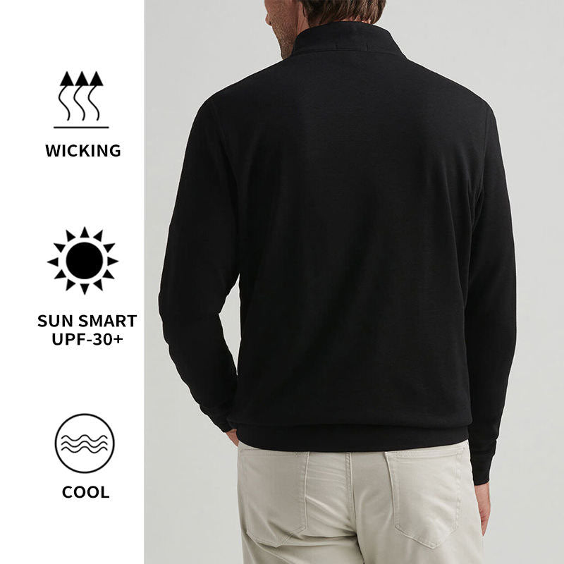 Men’s Black 1/4 Zip Pullover Quick-Dry UPF Performance Sweatshirt