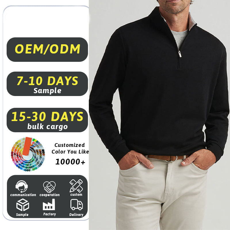 Men’s Black 1/4 Zip Pullover Quick-Dry UPF Performance Sweatshirt