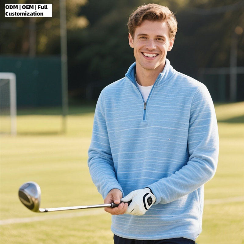 Men’s 1/4 Zip Pullover Cotton Blend Color Block Relaxed Golf Layer