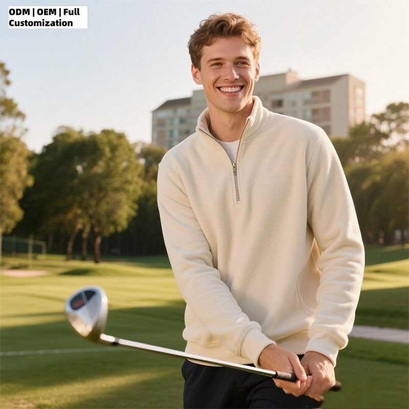 Men’s 1/4 Zip Pullover Cotton Blend Color Block Relaxed Golf Layer
