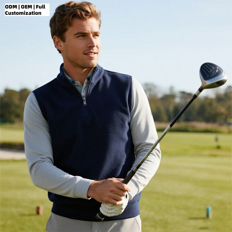 Men’s 1/4 Zip Pullover Cotton Blend Color Block Relaxed Golf Layer
