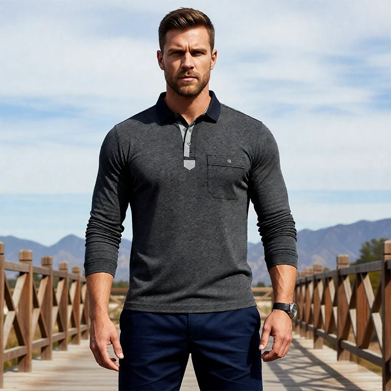 Men’s Long Sleeve Golf Polo, 180gsm Quick-Dry Breathable Stretch, OEM