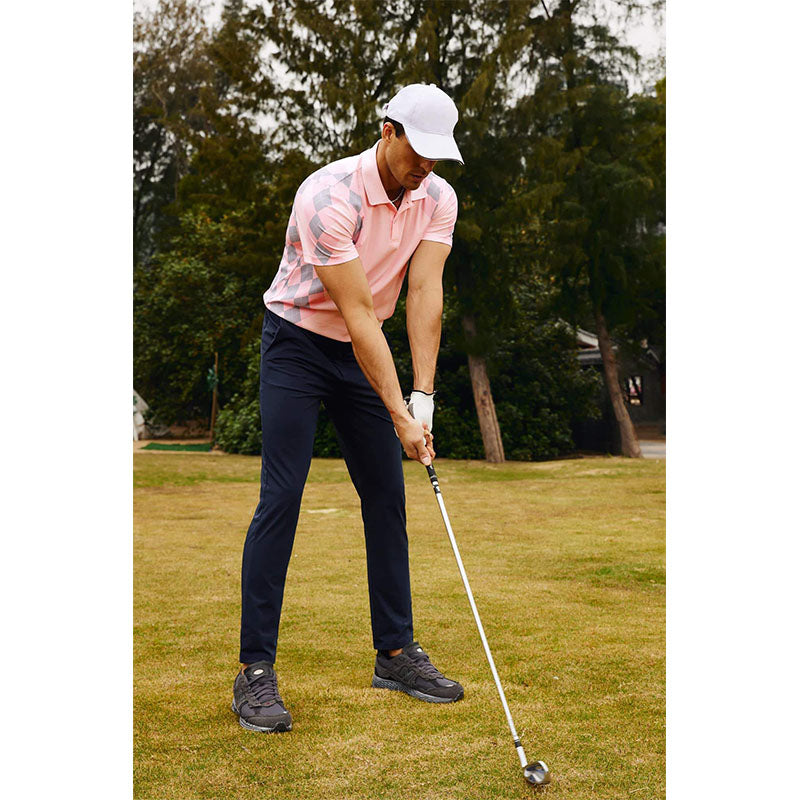 Mens Pink Golf Polo Shirts | 180gsm Poly/Spandex Jersey, Quick-Dry, Anti-Wrinkle, OEM