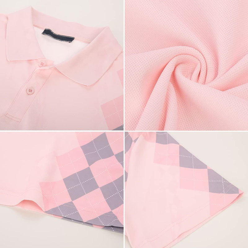 Mens Pink Golf Polo Shirts | 180gsm Poly/Spandex Jersey, Quick-Dry, Anti-Wrinkle, OEM