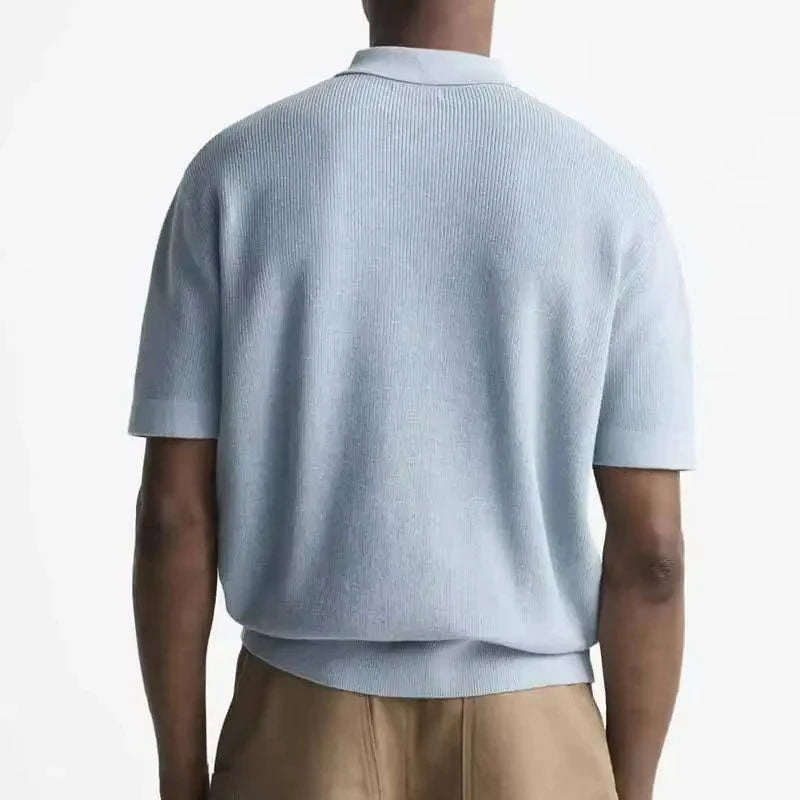 Men’s Polo 1/4 Zip Pullover Short Sleeve Cotton Knit Sweater