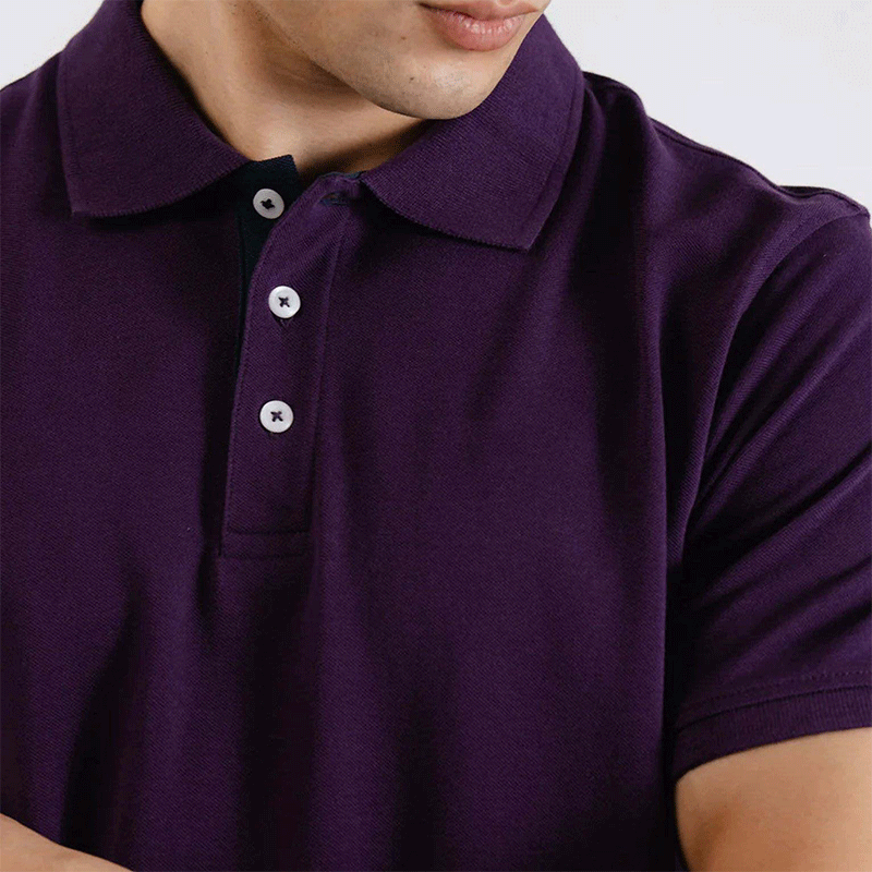 Custom Men’s Purple Short Sleeve Golf Polo in 200G Cotton Knit