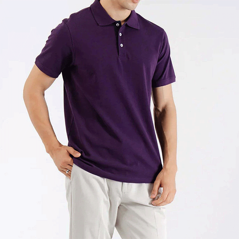 Custom Men’s Purple Short Sleeve Golf Polo in 200G Cotton Knit