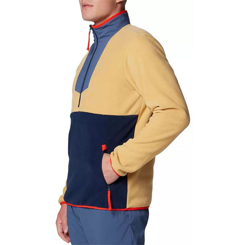 Men’s Quilted 1/4 Zip Pullover Patchwork Fleece Winter Layer