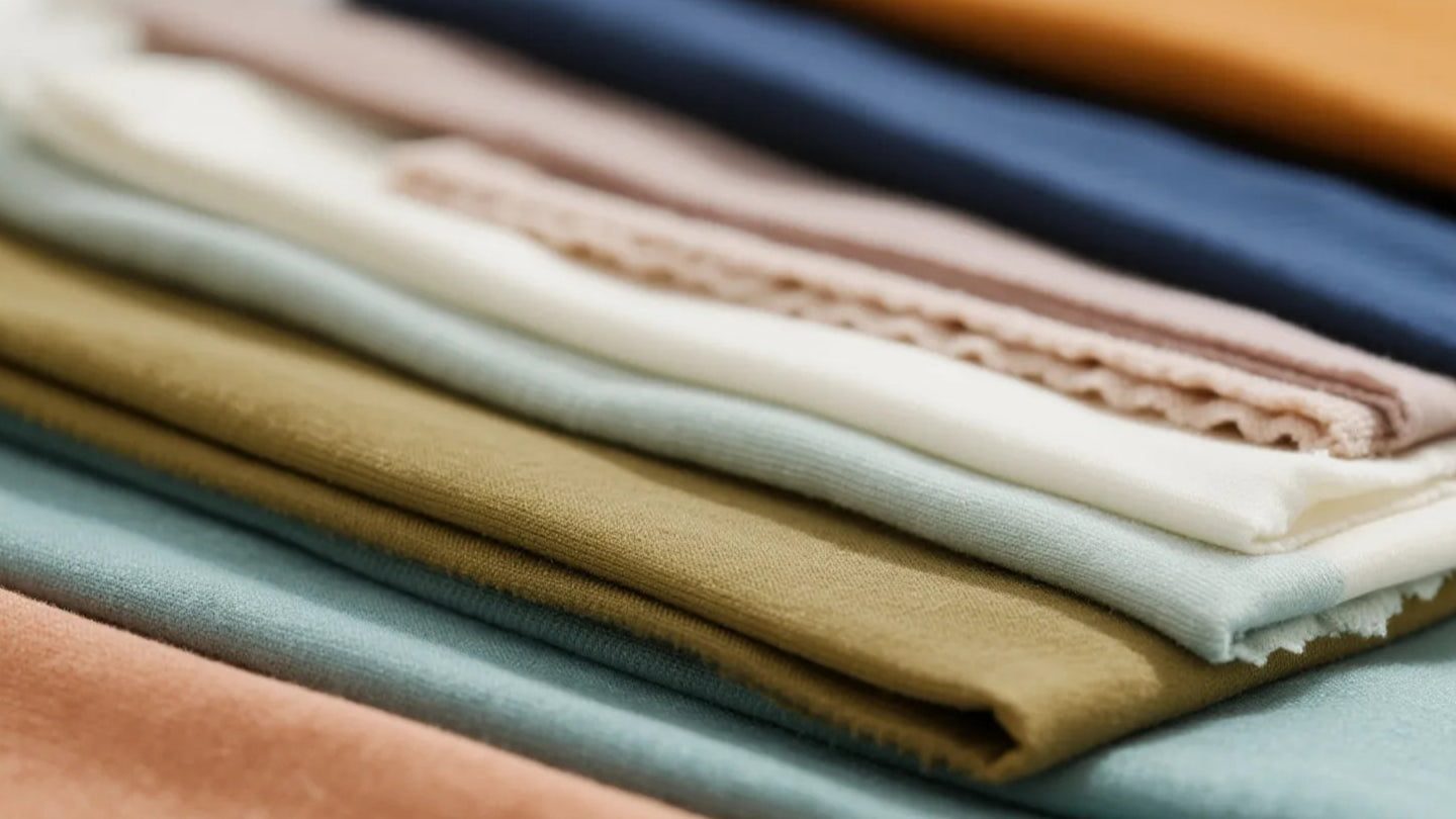 A variety of soft, skin-friendly and comfortable fabrics in blue, green and pink are layered together. The fabrics are environmentally friendly and have neat edges. needs