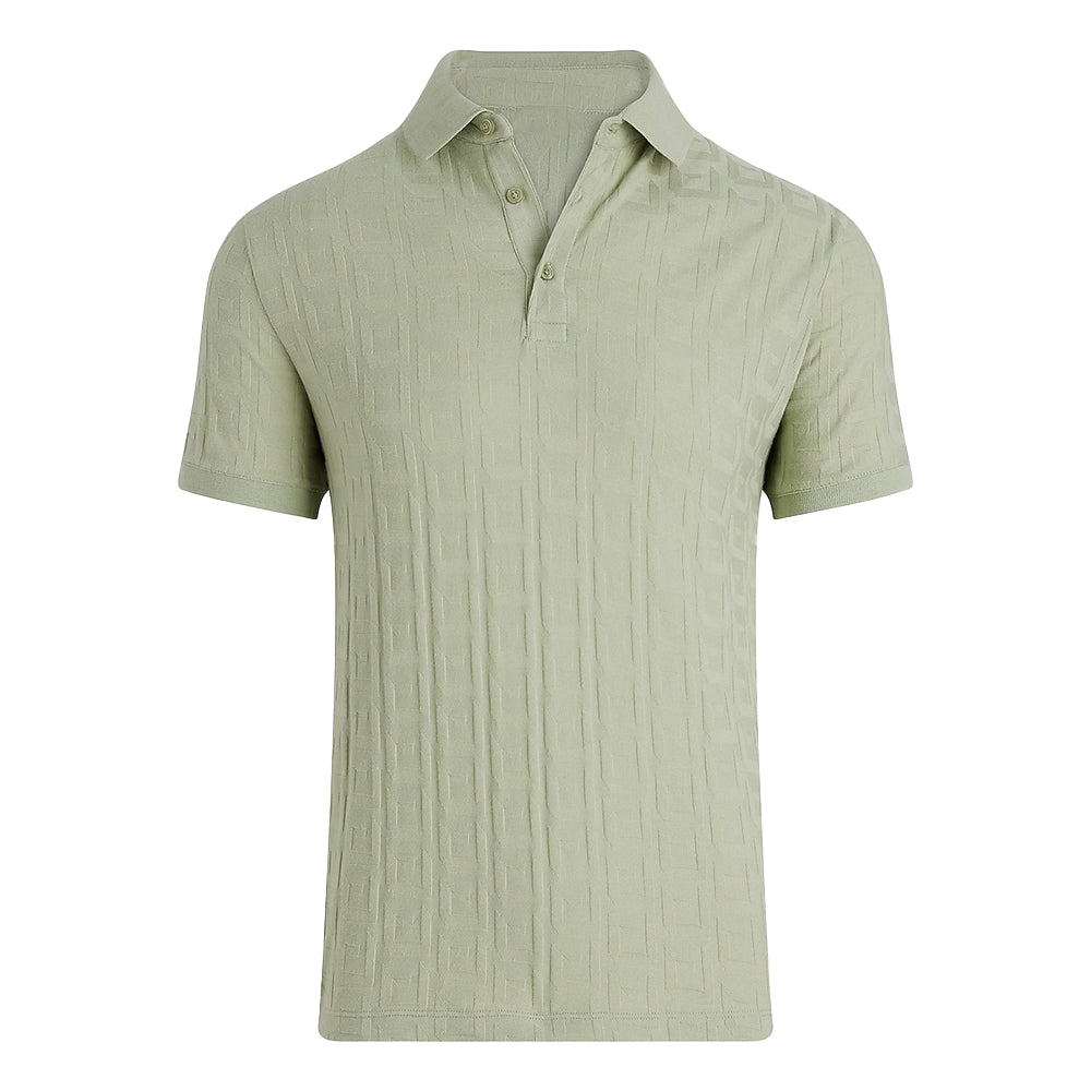 Men's Texture Jacquard Knitted Pure Color Golf Polo