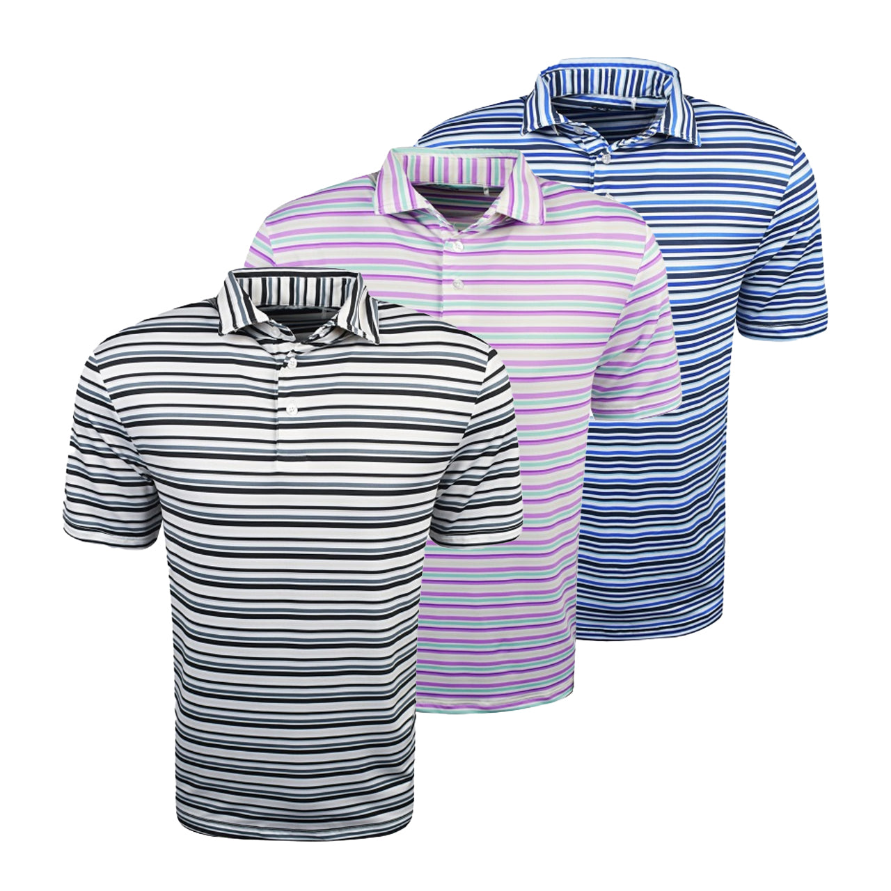 Men's High Quality Striped Print Golf Polo