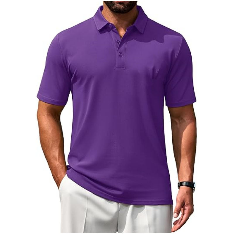 Purple Golf Polo Shirt, 200gsm Breathable Knit, Cotton Blend Stretch, OEM