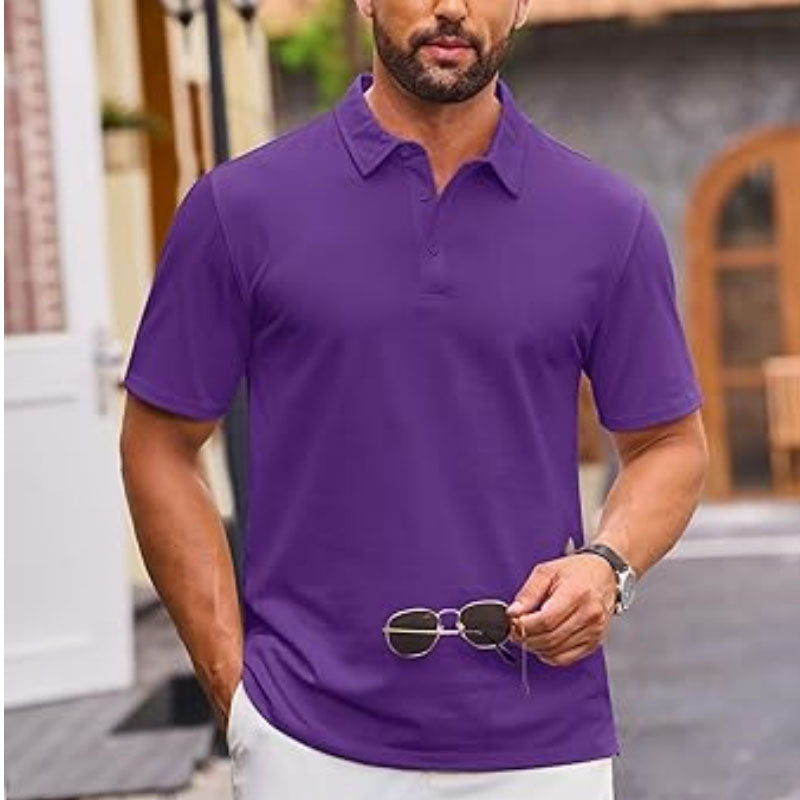 Purple Golf Polo Shirt, 200gsm Breathable Knit, Cotton Blend Stretch, OEM