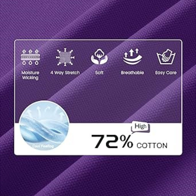 Purple Golf Polo Shirt, 200gsm Breathable Knit, Cotton Blend Stretch, OEM