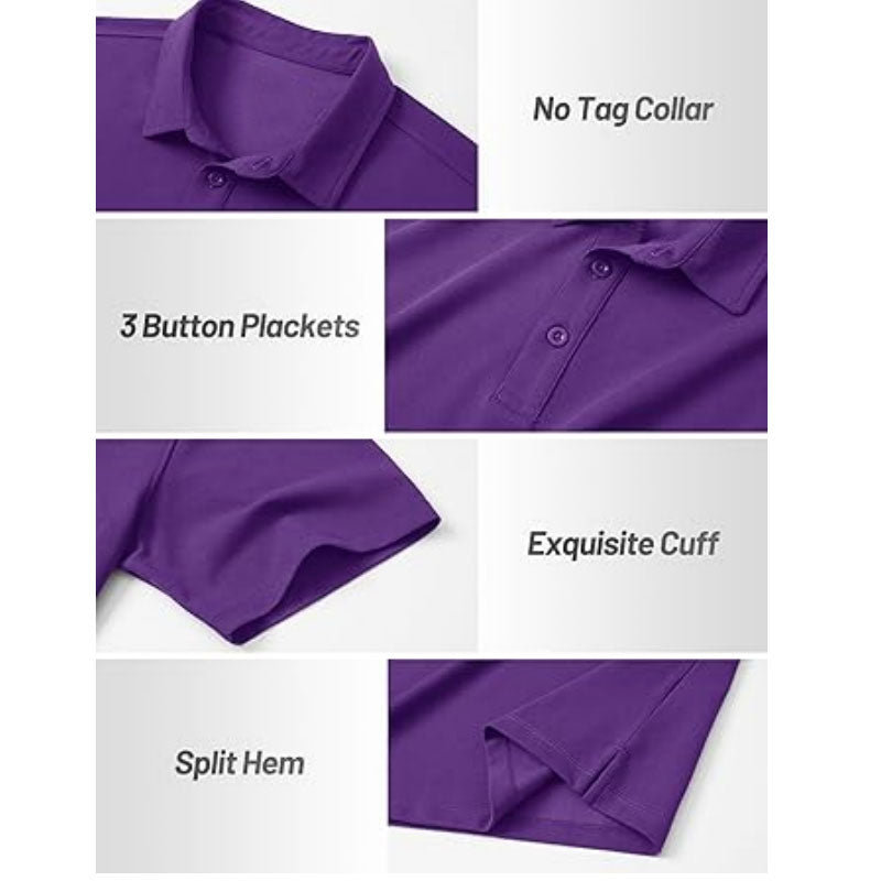 Purple Golf Polo Shirt, 200gsm Breathable Knit, Cotton Blend Stretch, OEM