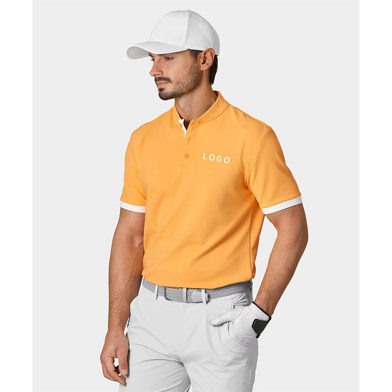 Collarless Golf Polo Shirt | Breathable Knit Poly/Cotton, Button Placket OEM