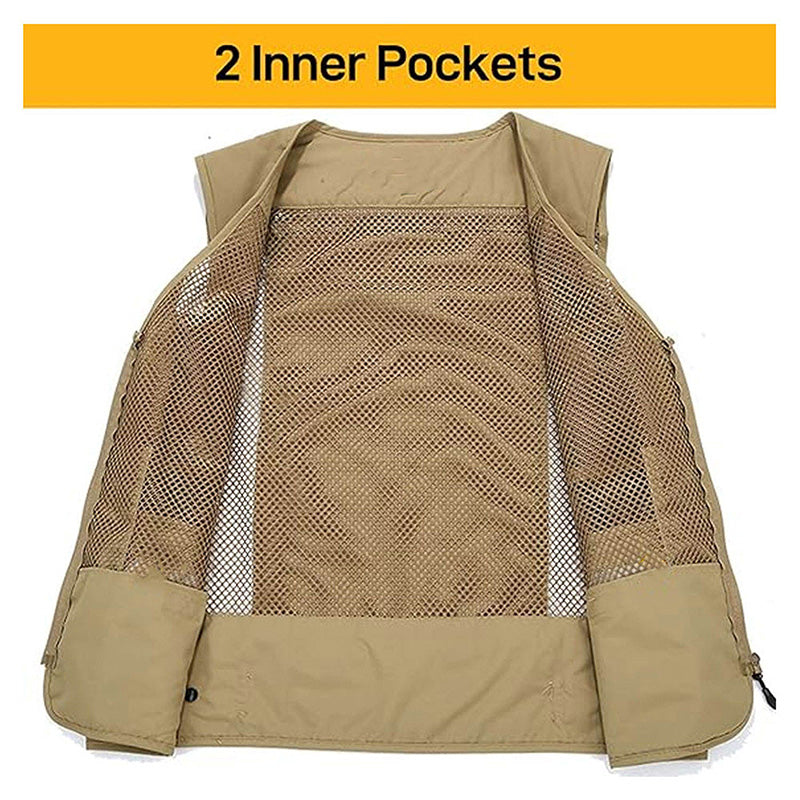 Fishing Vests for Men, 15-Pocket Mesh Utility Vest, 220g Woven | OEM/ODM