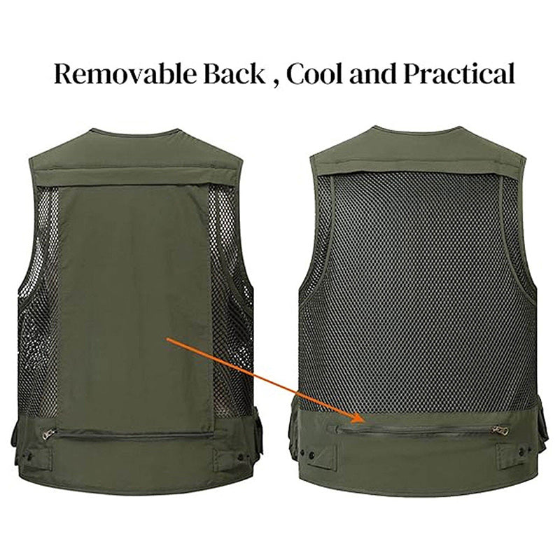 Fishing Vests for Men, 15-Pocket Mesh Utility Vest, 220g Woven | OEM/ODM
