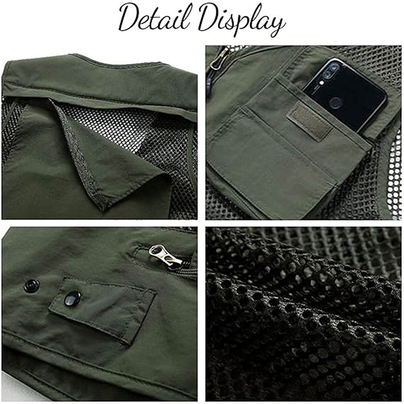 Fishing Vests for Men, 15-Pocket Mesh Utility Vest, 220g Woven | OEM/ODM