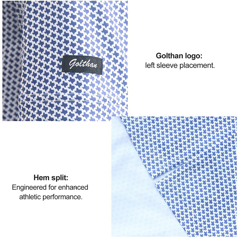 Fitted Golf Polo with All-Over Print – Contrast Collar Performance Shirt