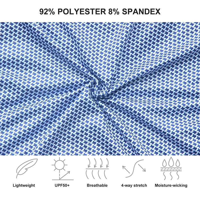 Fitted Golf Polo with All-Over Print – Contrast Collar Performance Shirt