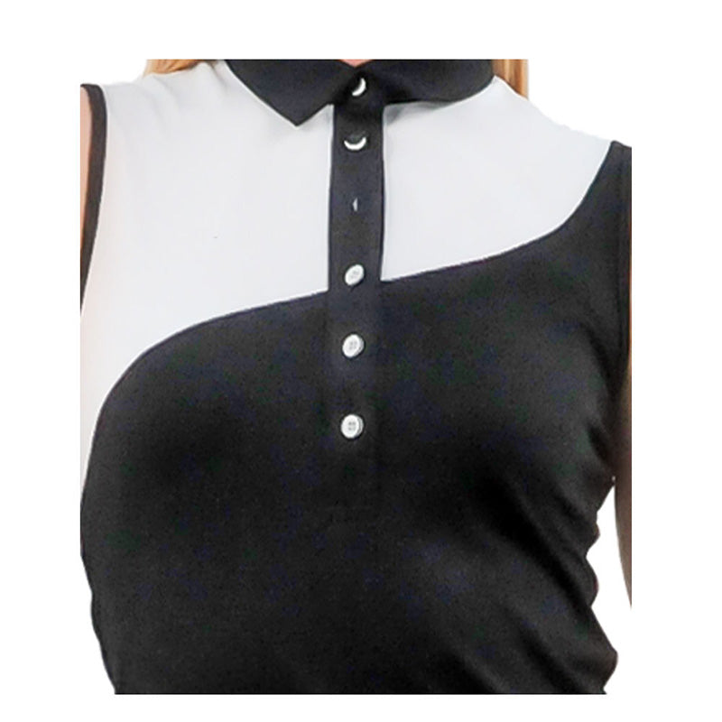 Sleeveless Contrast Polo Golf Dress Ladies, Breathable Summer Style