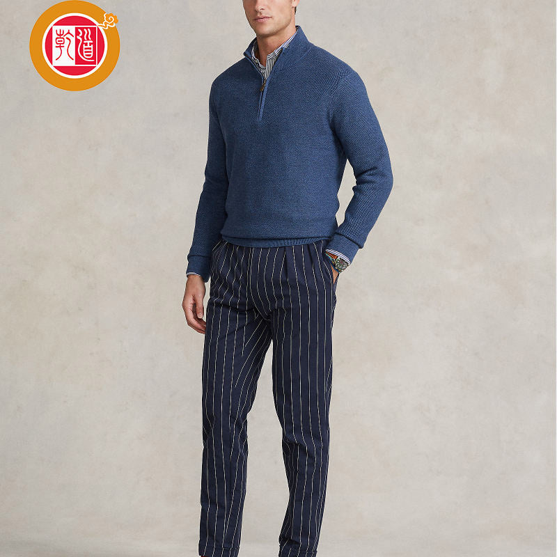 Golf Jackets for Men Quarter Zip Knit Pullover, 350g Cotton Blend OEM