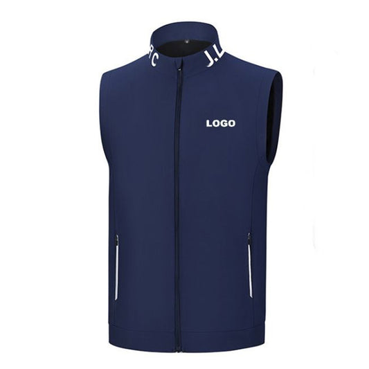 Golf Vests for Men Softshell Full-Zip Stand Collar, 220g OEM Custom Logo