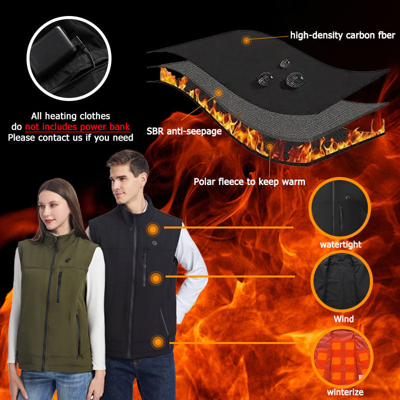 Heated Golf Vest Full-Zip, 100% Polyester Shell + Cotton Fill | OEM