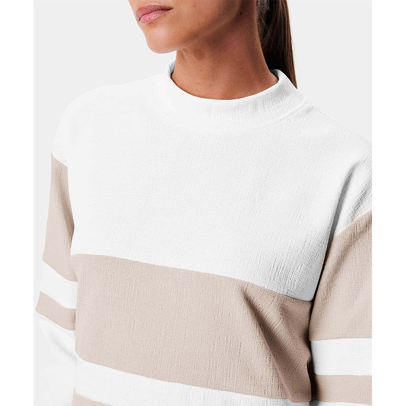 Women’s Golf Crewneck Pullover, 220g Quick-Dry Patchwork Jersey (OEM)