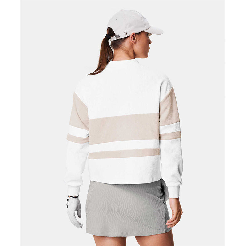 Women’s Golf Crewneck Pullover, 220g Quick-Dry Patchwork Jersey (OEM)