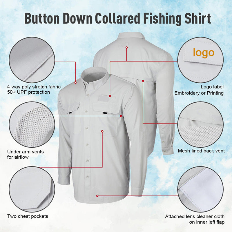 Long Sleeve UPF 50 Fishing Shirt | 4-Way Stretch, Vented Back, OEM