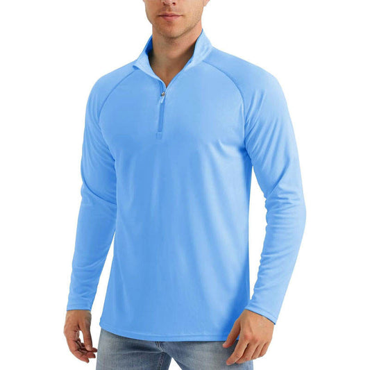 Mens 1/4 Zip Pullover 180g Poly-Spandex Jersey, Windproof OEM Screen Print